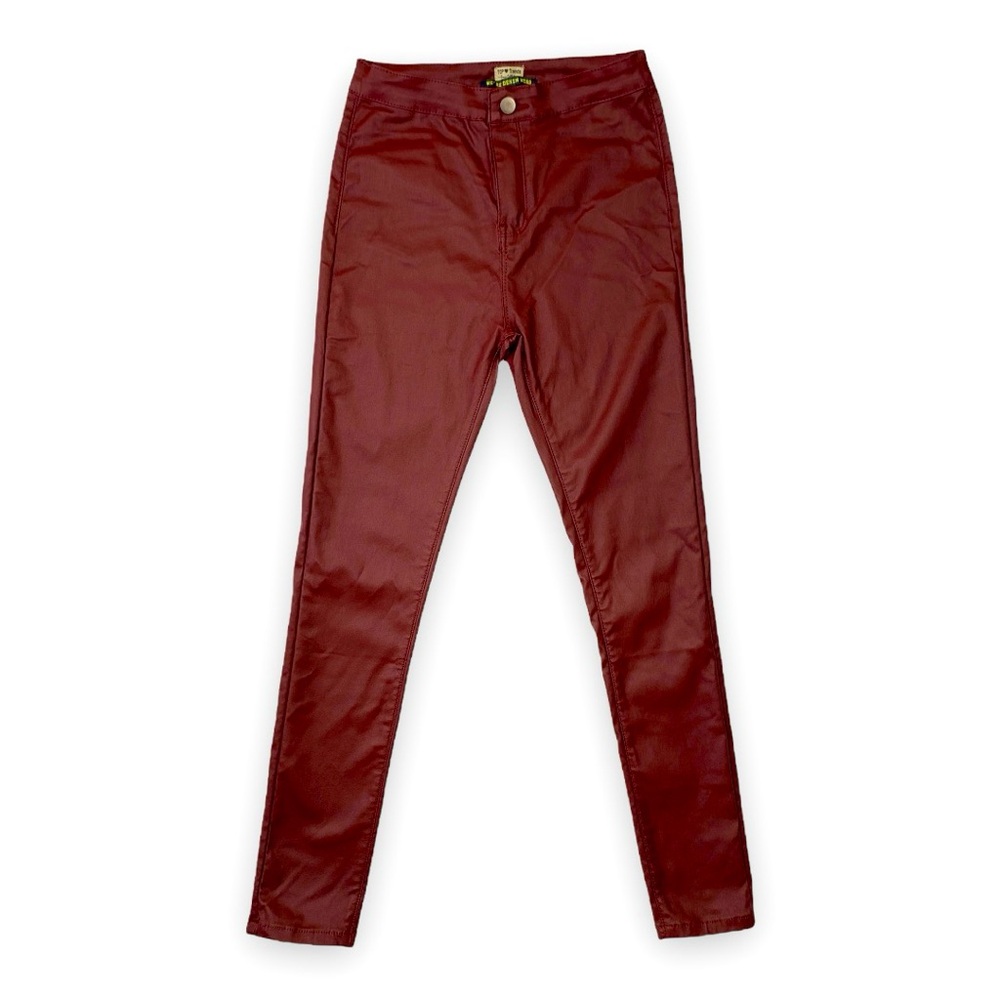 Trendy Faux Leather Pants (Deep Wine)